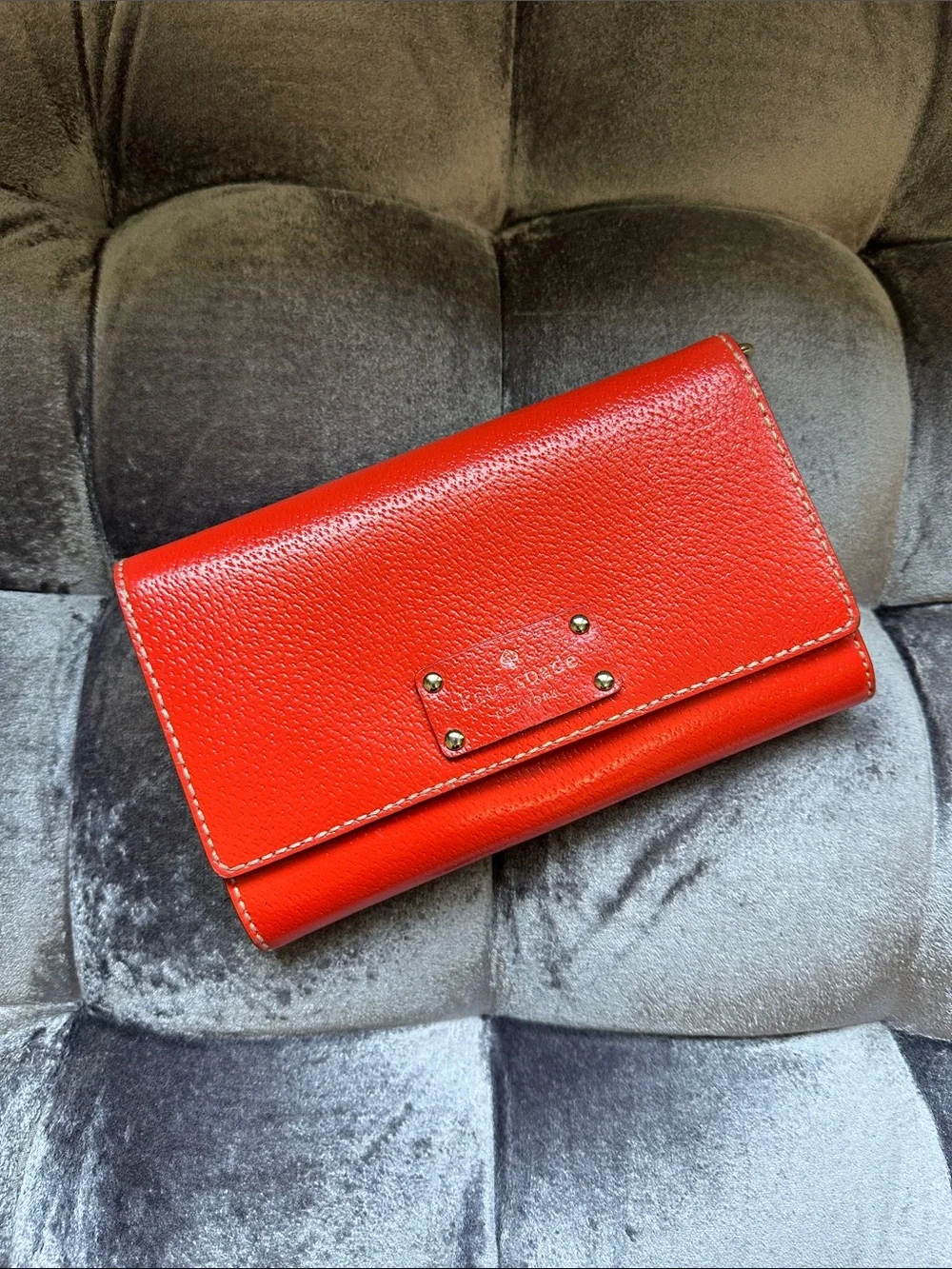 kate spade Vibrant Red Pebbled Leather Continental Wallet